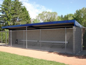 concrete baseball stadium dugout